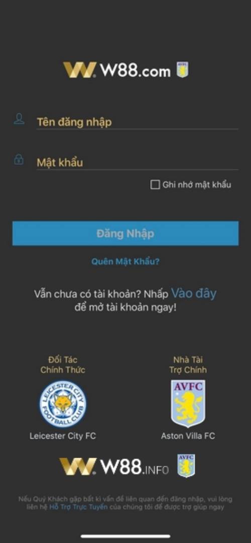 dang nhap app w88